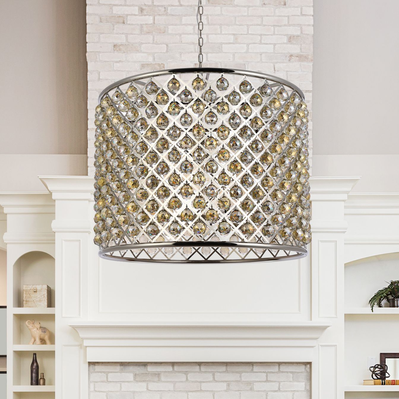 Madison 12 Lt Polished Nickel Chandelier Golden Teak