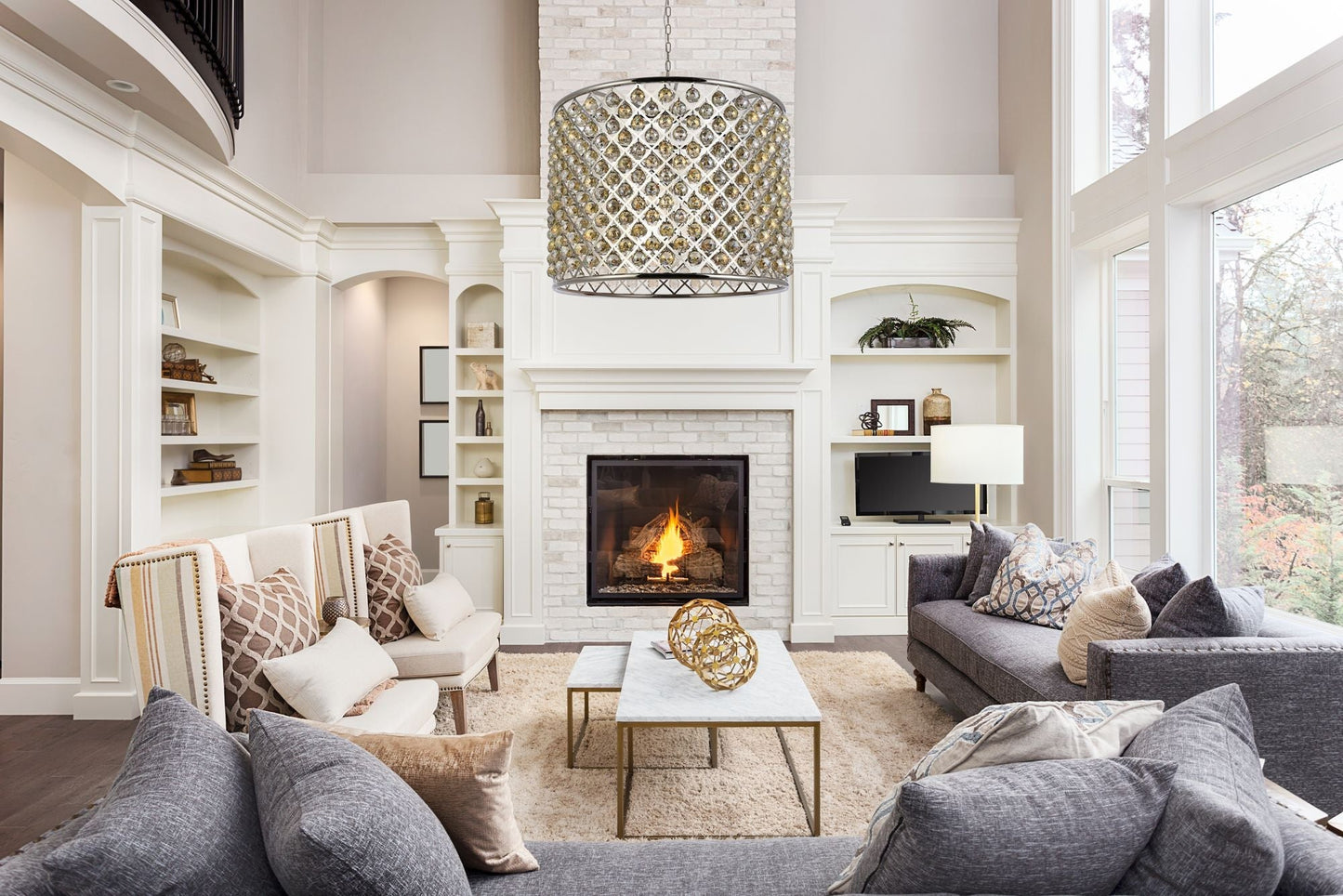Madison 12 Lt Polished Nickel Chandelier Golden Teak