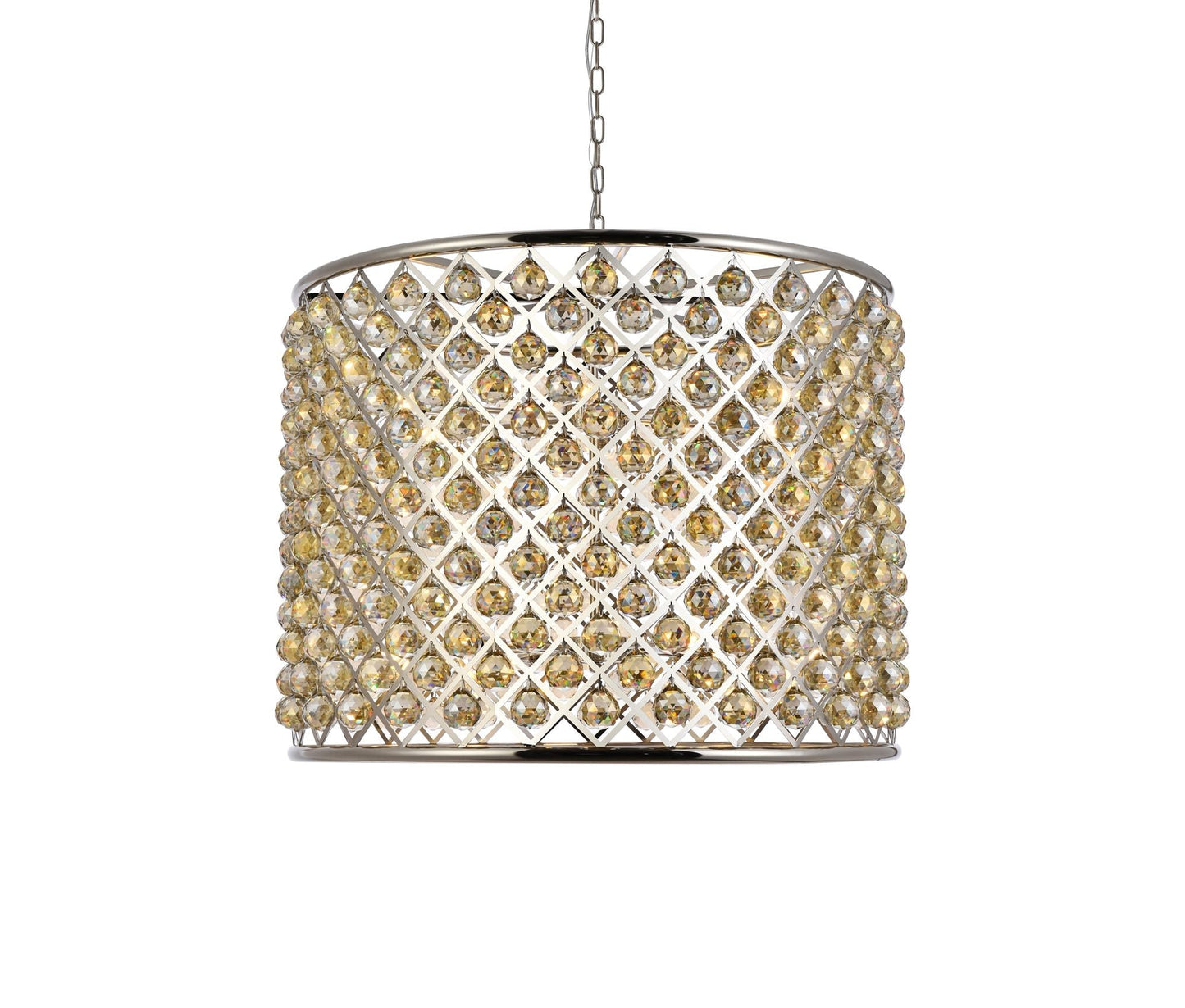 Madison 12 Lt Polished Nickel Chandelier Golden Teak