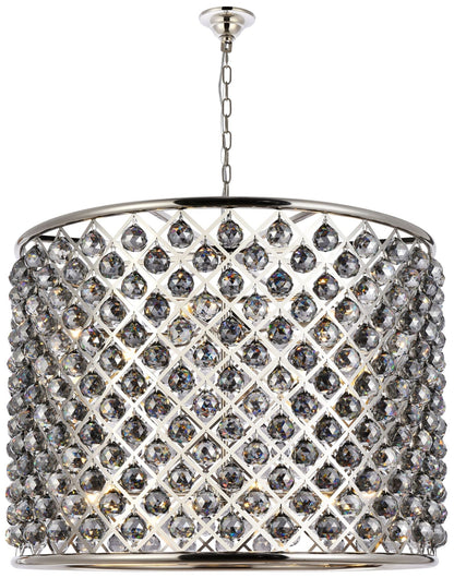 Madison 12 Lt Polished Nickel Chandelier Silver Shade (Grey)