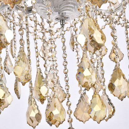 Maria Theresa 28 Lt Chrome Chandelier Golden Teak