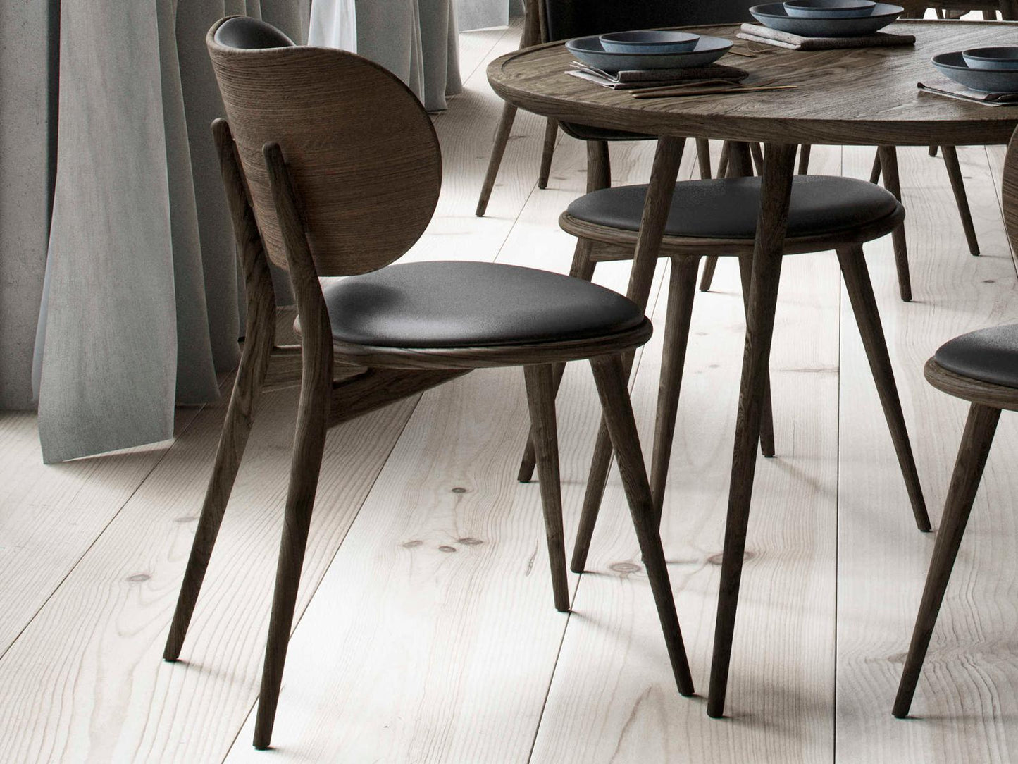 The Dining Chair Leather Brown Upholstered Side Dining Chair