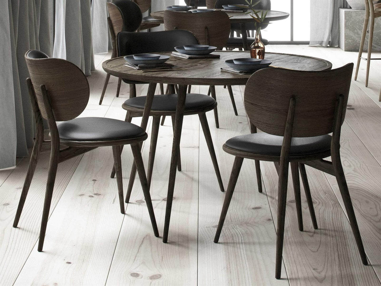 The Dining Chair Leather Brown Upholstered Side Dining Chair