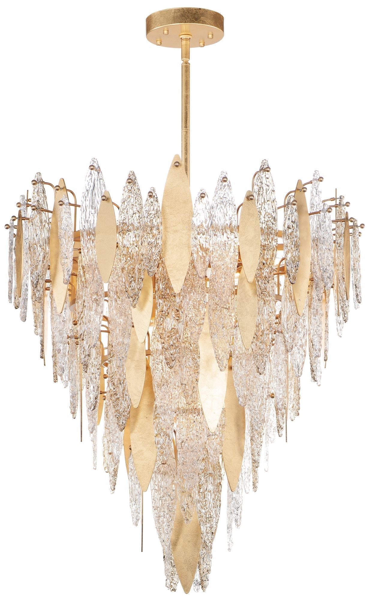 Maxim Majestic 32 1/2" Wide Gold Leaf and Glass Chandelier