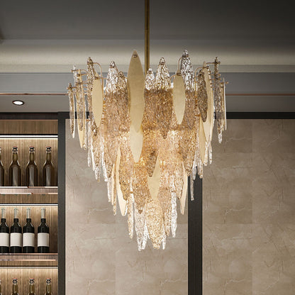 Maxim Majestic 32 1/2" Wide Gold Leaf and Glass Chandelier