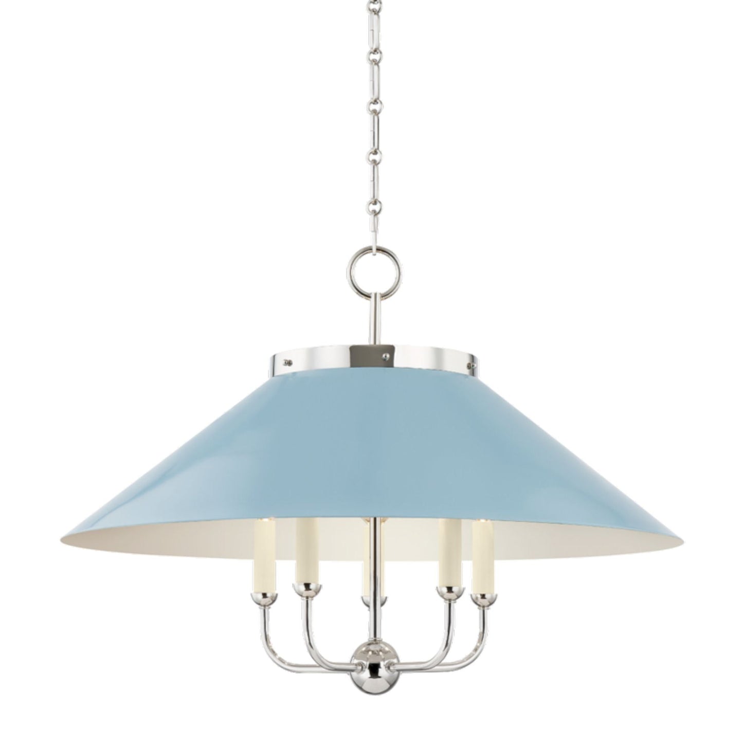 Clivedon 5-Light Chandelier in Polished Nickel/Blue Bird by Mark D. Sikes 27.5L x 27.5W x 20.25H