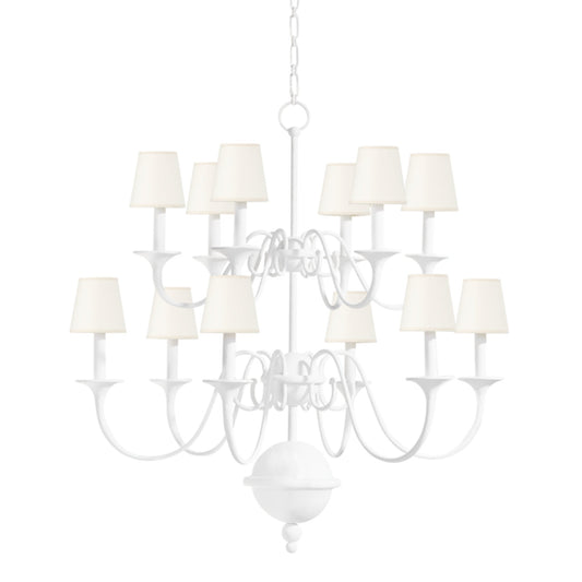 Windsor 12-Light Chandelier in White Plaster by Mark D. Sikes 38L x 38W x 39H