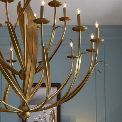 Menefee 49 1/4" Wide Antique Gold Leaf 18-Light Chandelier