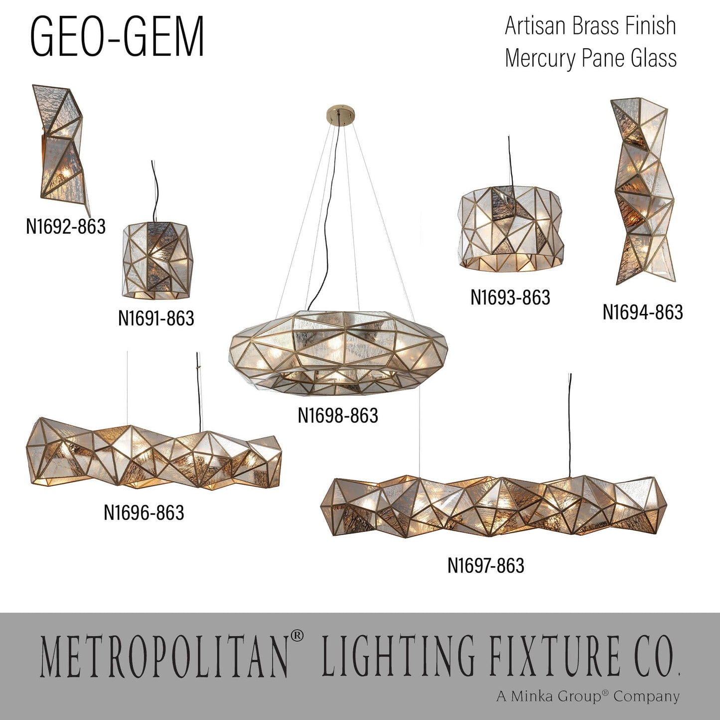 Geo-Gem 6 Light 62" Wide Linear Chandelier