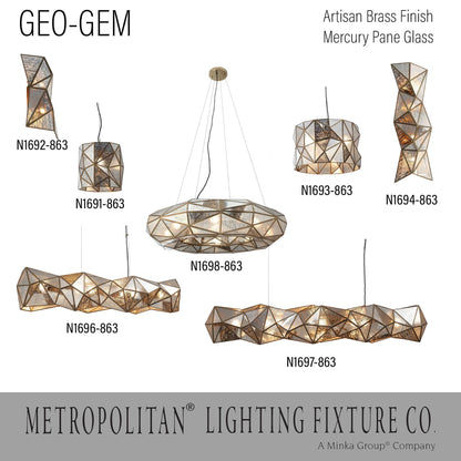 Geo-Gem 6 Light 62" Wide Linear Chandelier