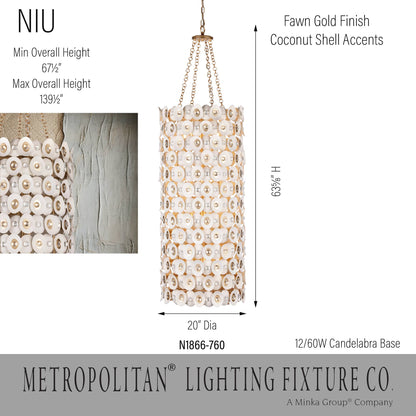 Niu 12 Light 20" Wide Crystal Pendant