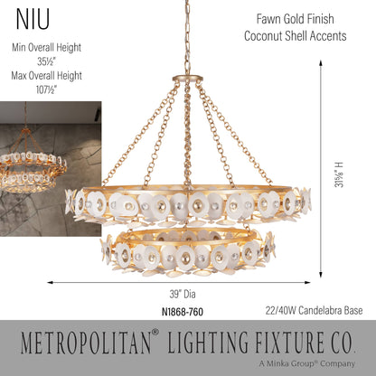 Niu 22 Light 39" Wide Ring Chandelier