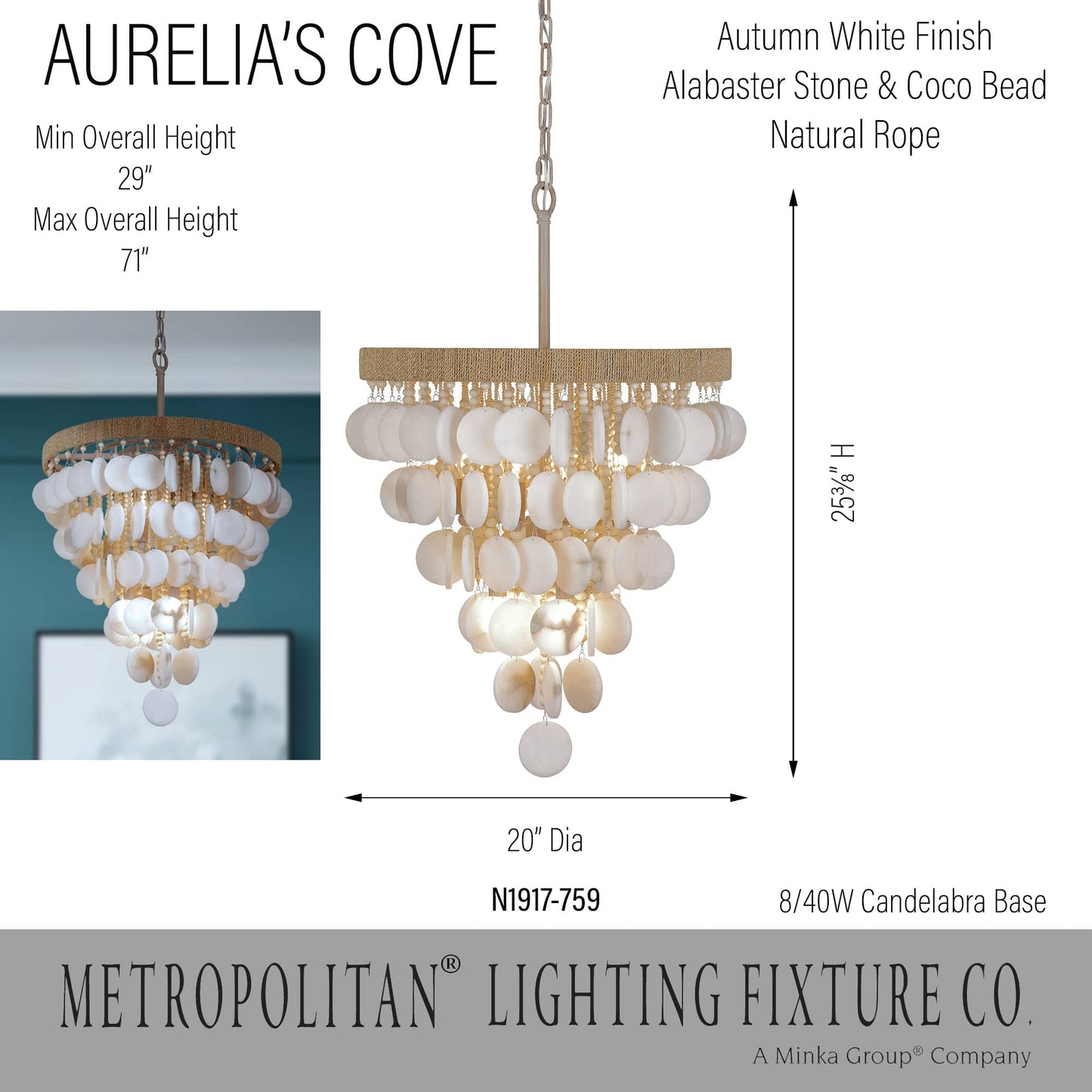Aurelias Cove 8 Light 20" Wide Pendant