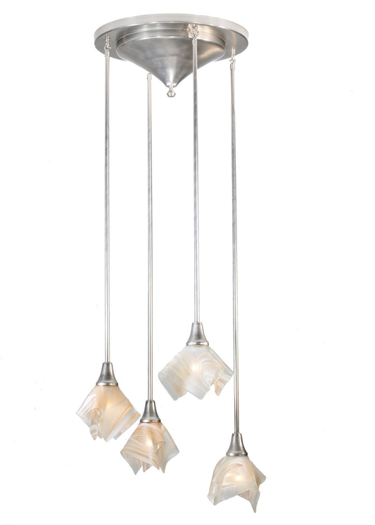 24" W Blush Swirl Handkerchief 4 Light Shower Flush Mount Ceiling Fixture