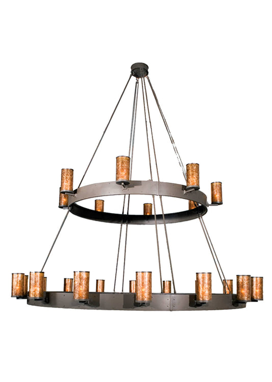 Chappell 24 Light 165" Wide Pillar Candle Chandelier with Brown Mica Shade