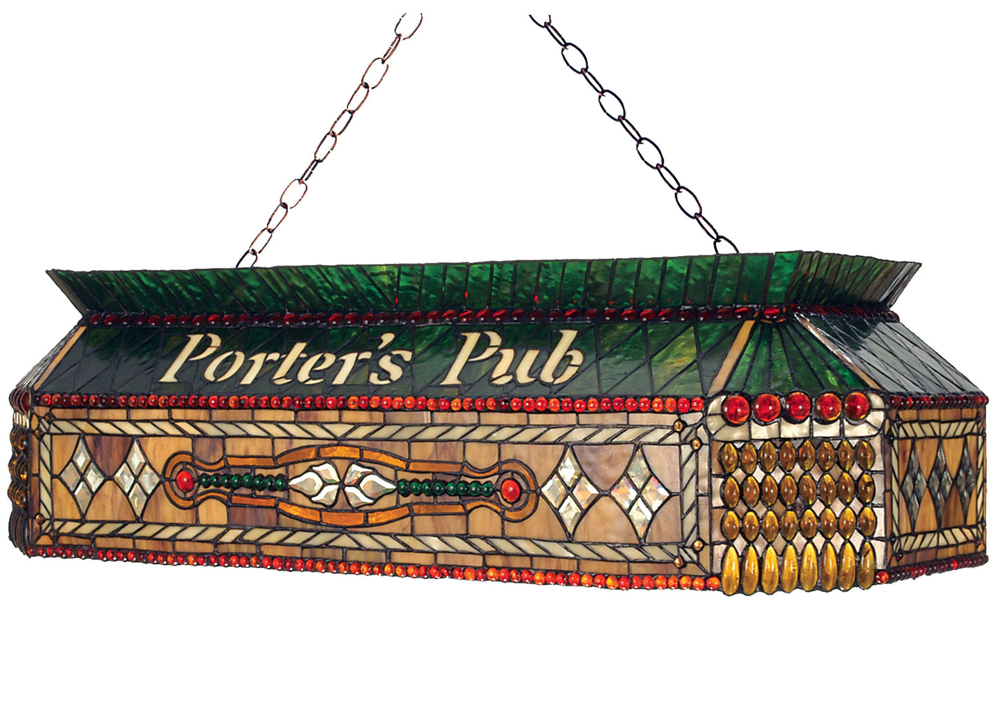 Personalized Porter's Pub 3 Light 19" Wide Billiard Chandelier with Tiffany Glass Shade