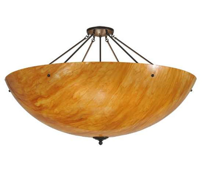 Madison 8 Light 48" Wide Semi-Flush Bowl Ceiling Fixture with Amber Shade - Timeless Bronze Finish