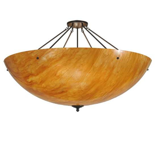 Madison 8 Light 48" Wide Semi-Flush Bowl Ceiling Fixture with Amber Shade - Timeless Bronze Finish