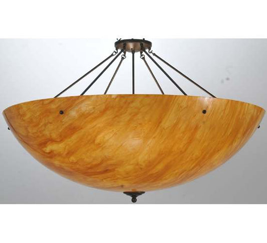 Madison 8 Light 48" Wide Semi-Flush Bowl Ceiling Fixture with Amber Shade - Timeless Bronze Finish