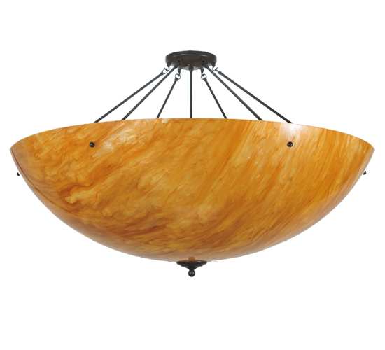 Madison 8 Light 48" Wide Semi-Flush Bowl Ceiling Fixture with Amber Shade - Timeless Bronze Finish