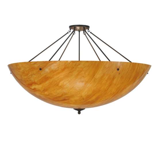 Madison 8 Light 48" Wide Semi-Flush Bowl Ceiling Fixture with Amber Shade - Timeless Bronze Finish
