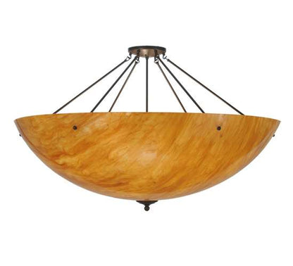 Madison 8 Light 48" Wide Semi-Flush Bowl Ceiling Fixture with Amber Shade - Timeless Bronze Finish