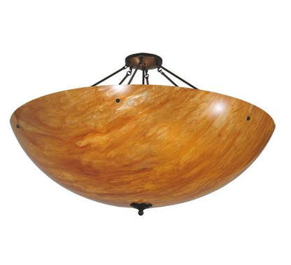 Madison 8 Light 48" Wide Semi-Flush Bowl Ceiling Fixture with Amber Shade - Timeless Bronze Finish