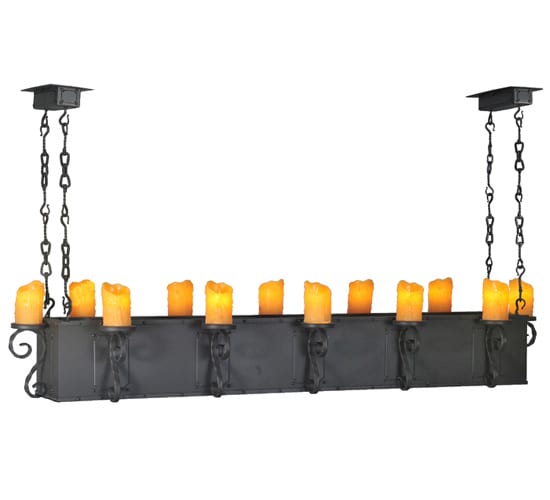 Carpathian 12 Light 68" Wide Wrought Iron Linear Chandelier