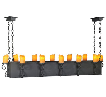 Carpathian 12 Light 68" Wide Wrought Iron Linear Chandelier