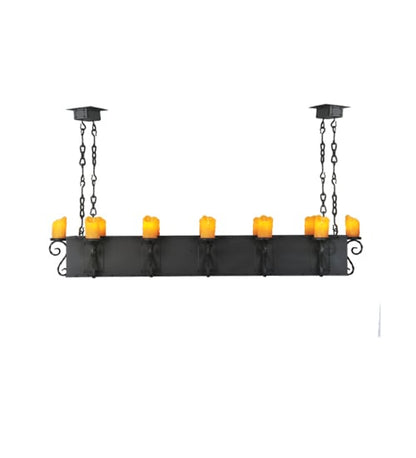 Carpathian 12 Light 68" Wide Wrought Iron Linear Chandelier