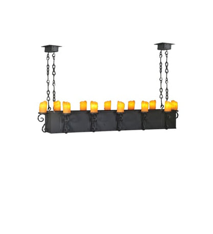 Carpathian 12 Light 68" Wide Wrought Iron Linear Chandelier