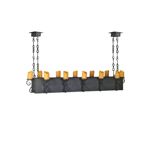 Carpathian 12 Light 68" Wide Wrought Iron Linear Chandelier