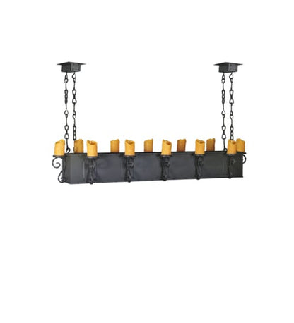 Carpathian 12 Light 68" Wide Wrought Iron Linear Chandelier