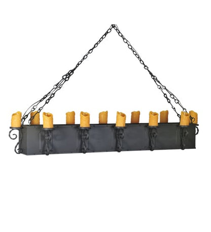 Carpathian 12 Light 68" Wide Wrought Iron Linear Chandelier