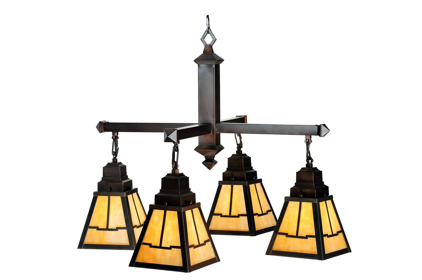 Valencia Mission 4 Light 30" Wide Chandelier with Yellow Acrylic Shade
