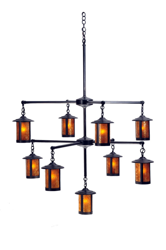 Fulton Prime 9 Light 32" Wide Chandelier with Brown Mica Shade
