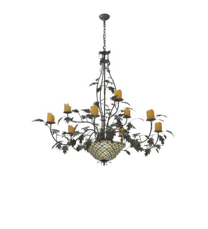 Diamond and Jewel 9 Light 63" Wide Pillar Candle Style Chandelier