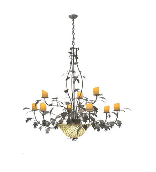Diamond and Jewel 9 Light 63" Wide Pillar Candle Style Chandelier