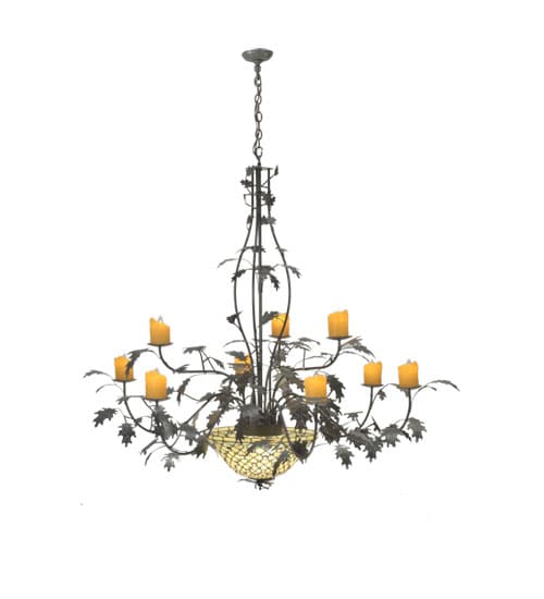 Diamond and Jewel 9 Light 63" Wide Pillar Candle Style Chandelier