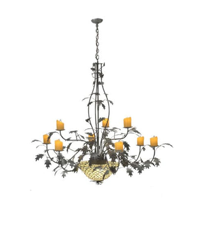 Diamond and Jewel 9 Light 63" Wide Pillar Candle Style Chandelier