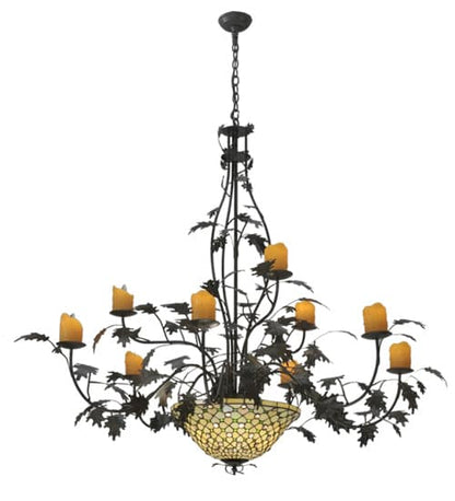 Diamond and Jewel 9 Light 63" Wide Pillar Candle Style Chandelier