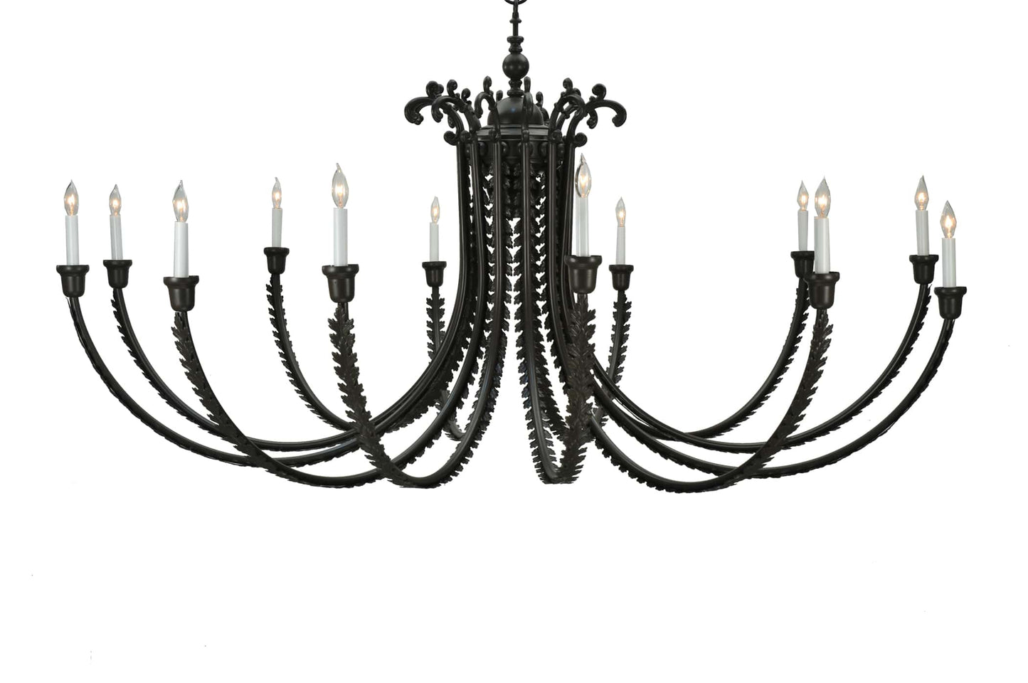 80" W Oak Bough 12 Light Chandelier