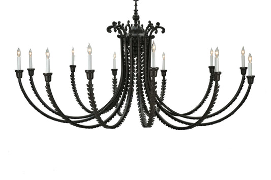 80" W Oak Bough 12 Light Chandelier