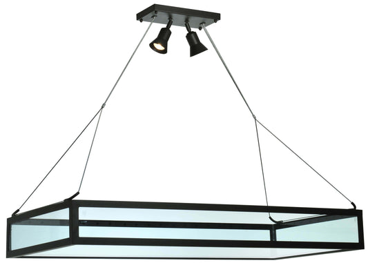 49" L Glass Tray Oblong Inverted Semi-Flush Ceiling Fixture