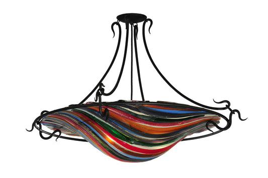 36" W Fused Glass Semi-Flushmount Ceiling Fixture