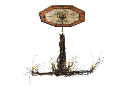 48" L Twigs 6 Light with Ceiling Medallion Chandelier