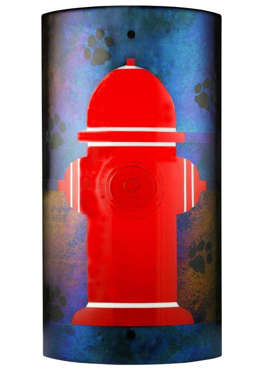 12" W Fire Hydrant Fused Glass Wall Sconce