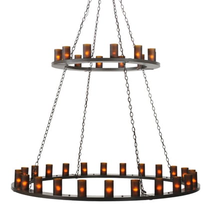 Loxley 36 Light 72" Wide Pillar Candle Style Chandelier with Amber Glass Shades - Timeless Bronze Finish