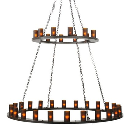 Loxley 36 Light 72" Wide Pillar Candle Style Chandelier with Amber Glass Shades - Timeless Bronze Finish