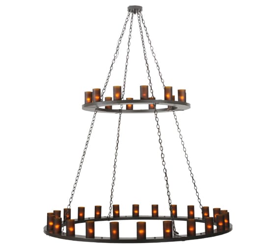 Loxley 36 Light 72" Wide Pillar Candle Style Chandelier with Amber Glass Shades - Timeless Bronze Finish